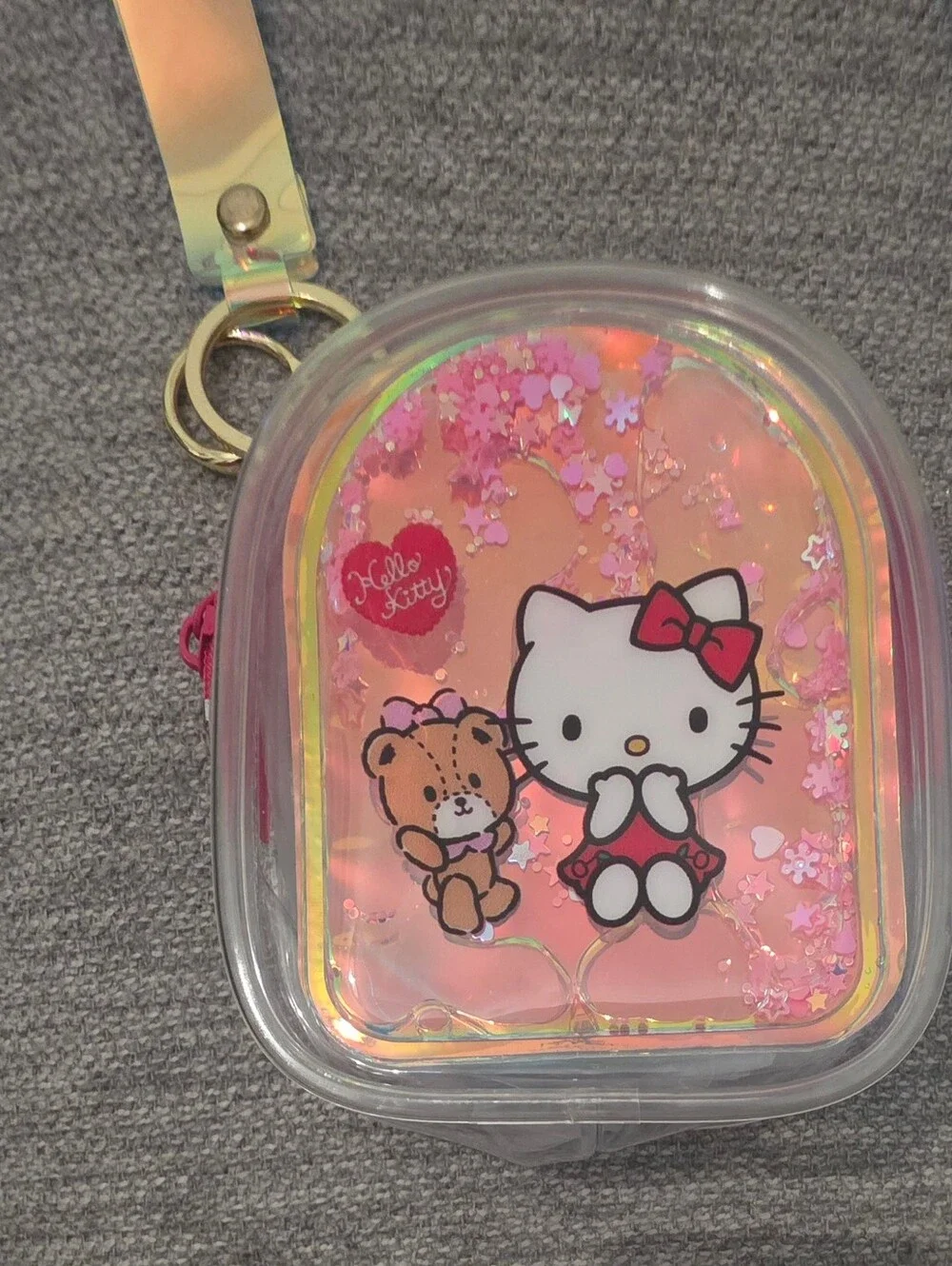 New Kitty Pink Or Purple Glitter Mini Bag Keychain Charm